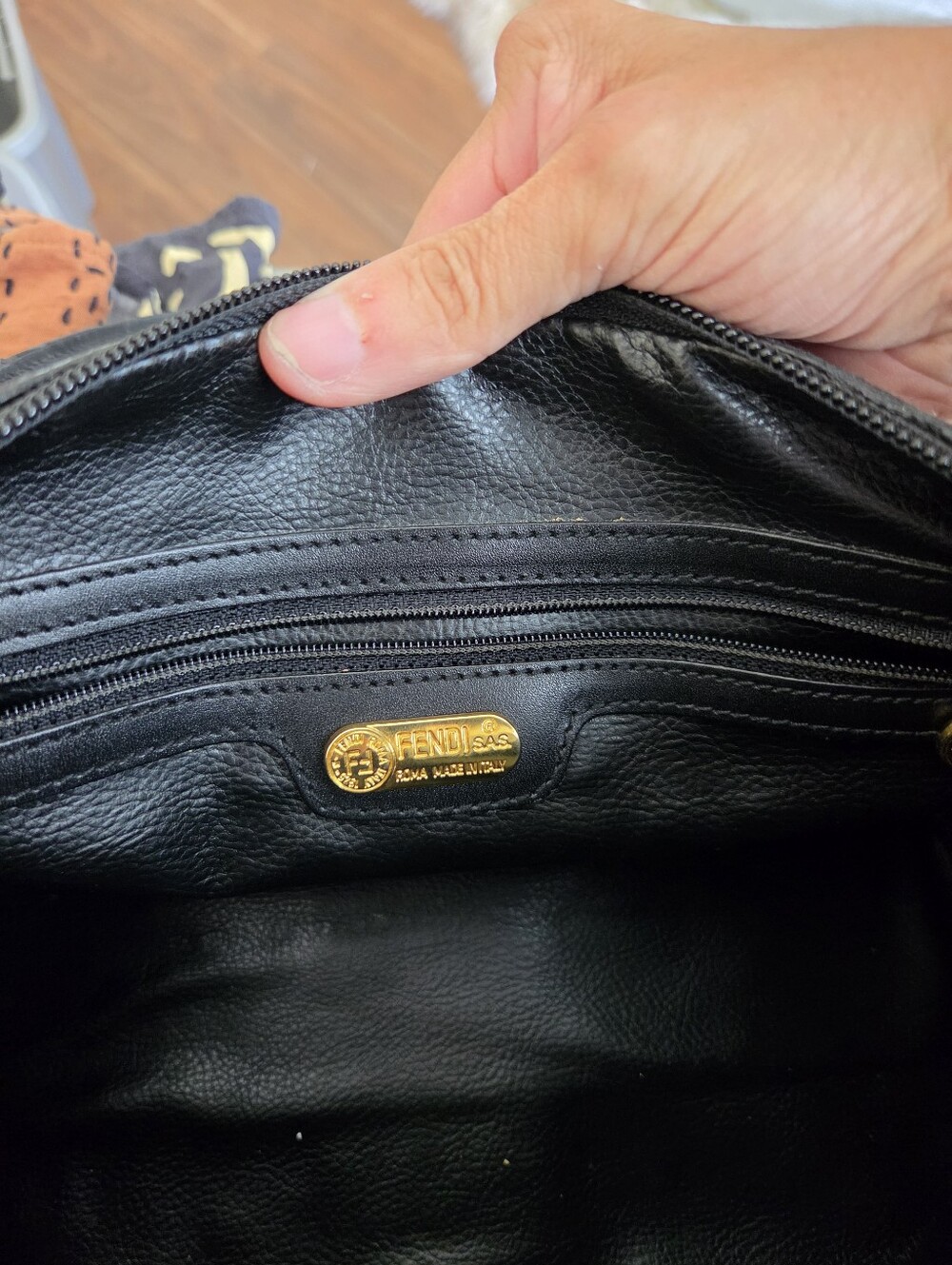 Fendi Black Structured Top-Handle Satchel with Gold Hardware - Picture 11 of 16